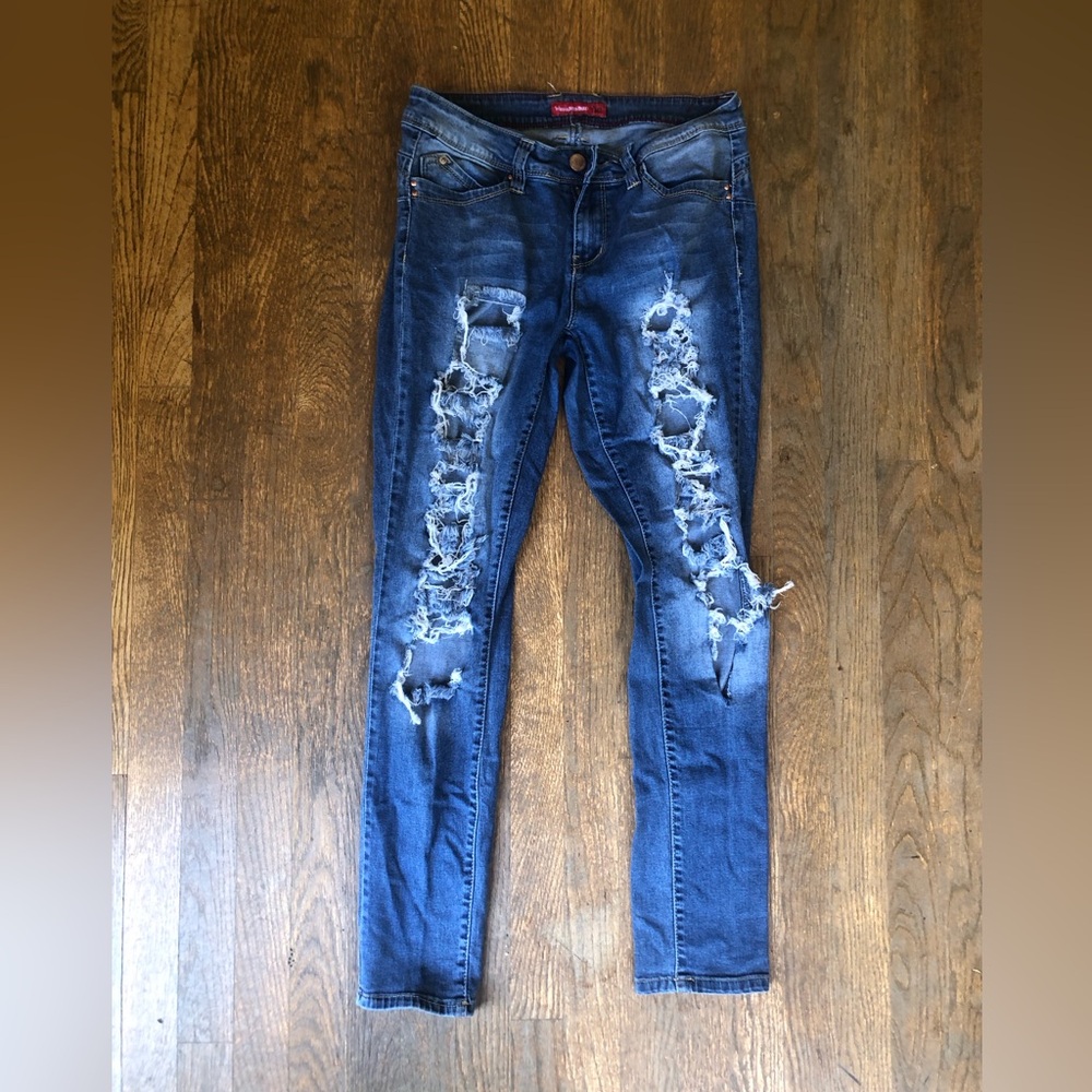 YMI WannaBettaButt? Classic Blue Ripped Skinny Jeans